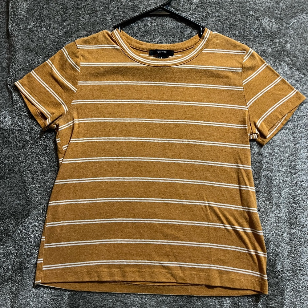 Forever 21 yellow and white striped t-shirt